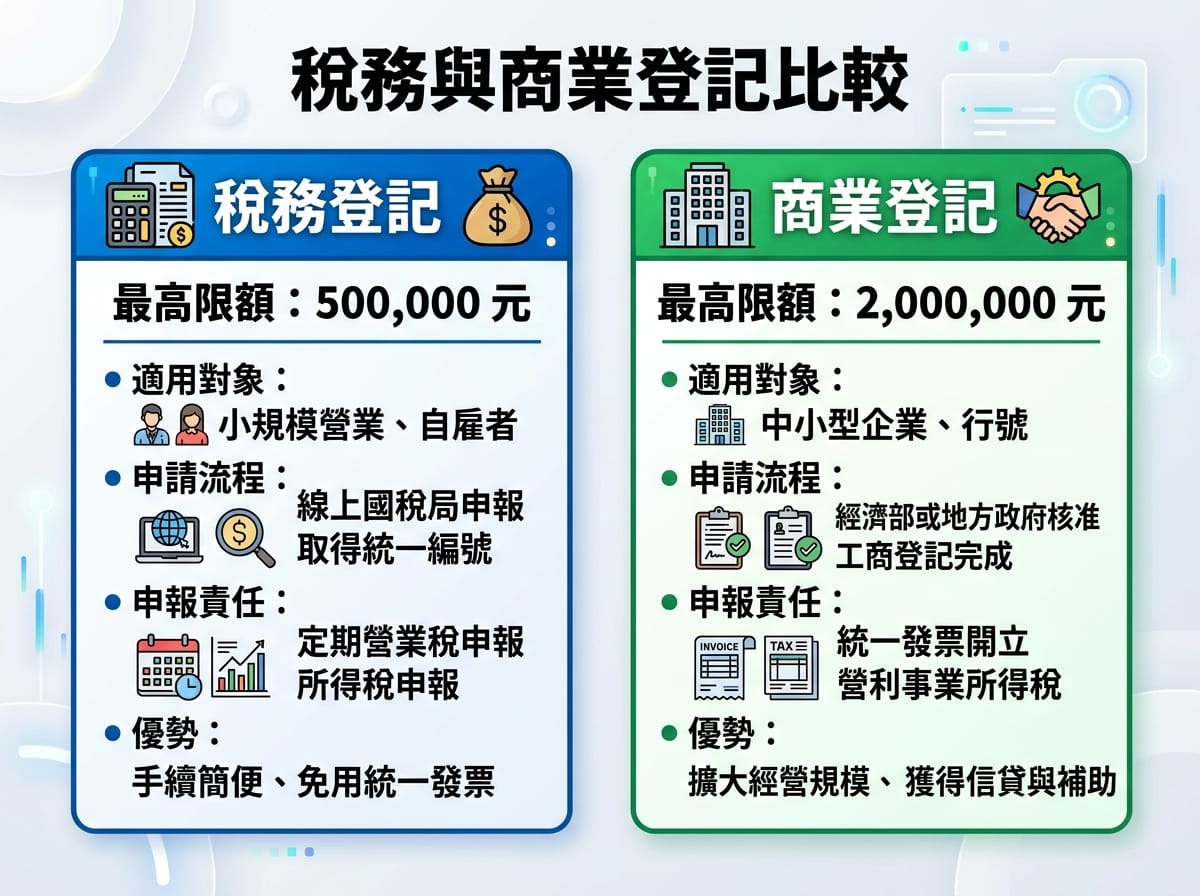 微型創業貸款50萬與200萬額度的差異取決於商業登記與稅籍登記
