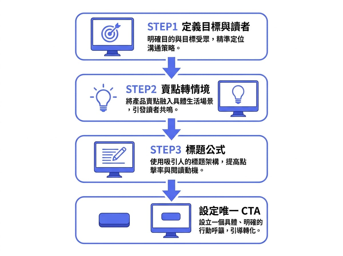 文案寫作四步驟填空公式流程圖