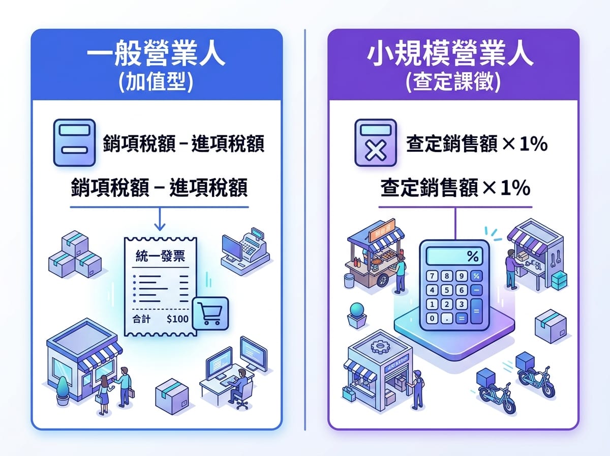 加值型與非加值型營業稅計算公式對照資訊圖表