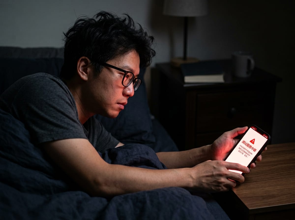 半夜手機收到網站異常主動告警通知畫面