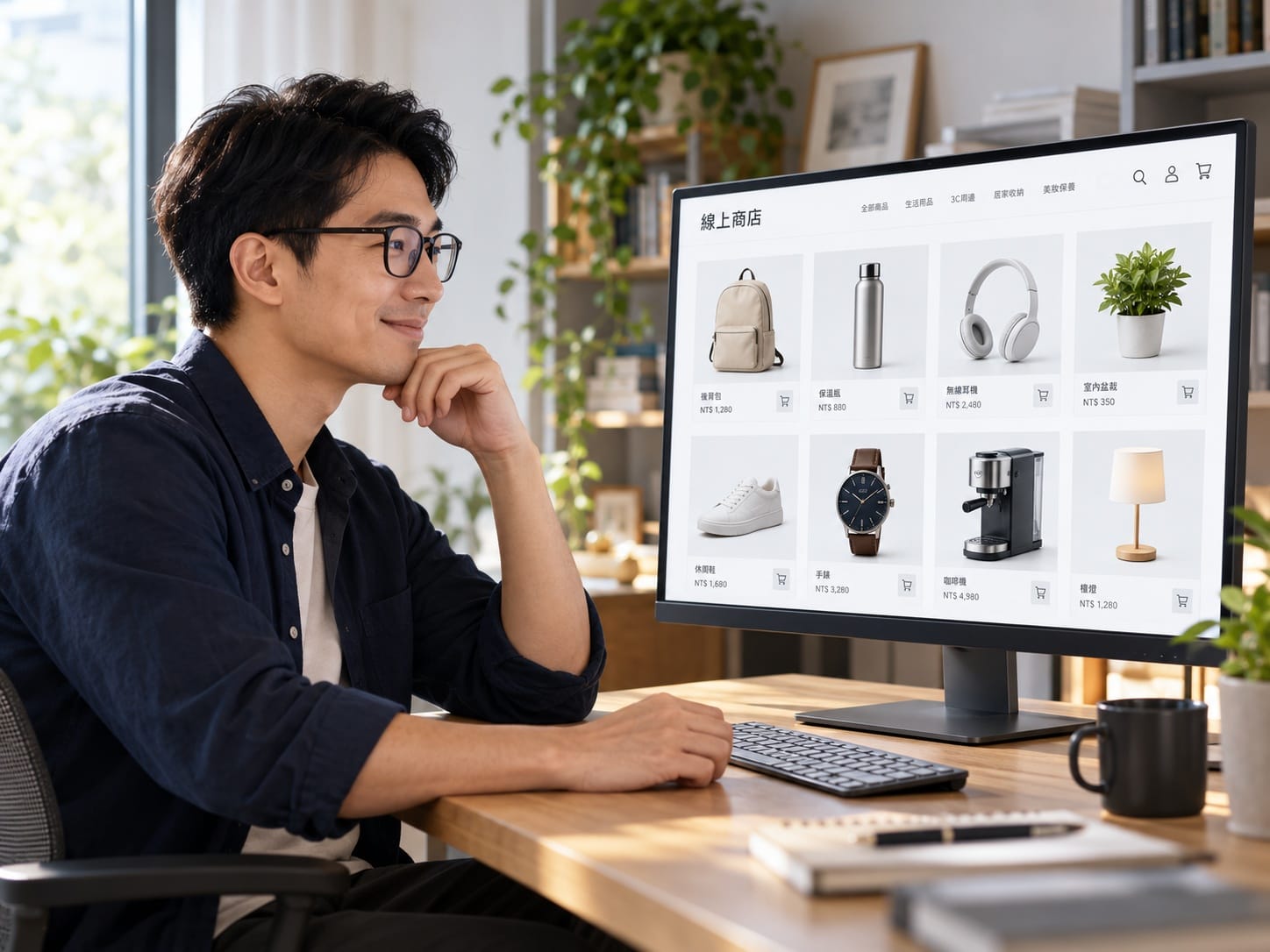 電商賣場商品列表頁統一白底商品圖,男性檢視畫面