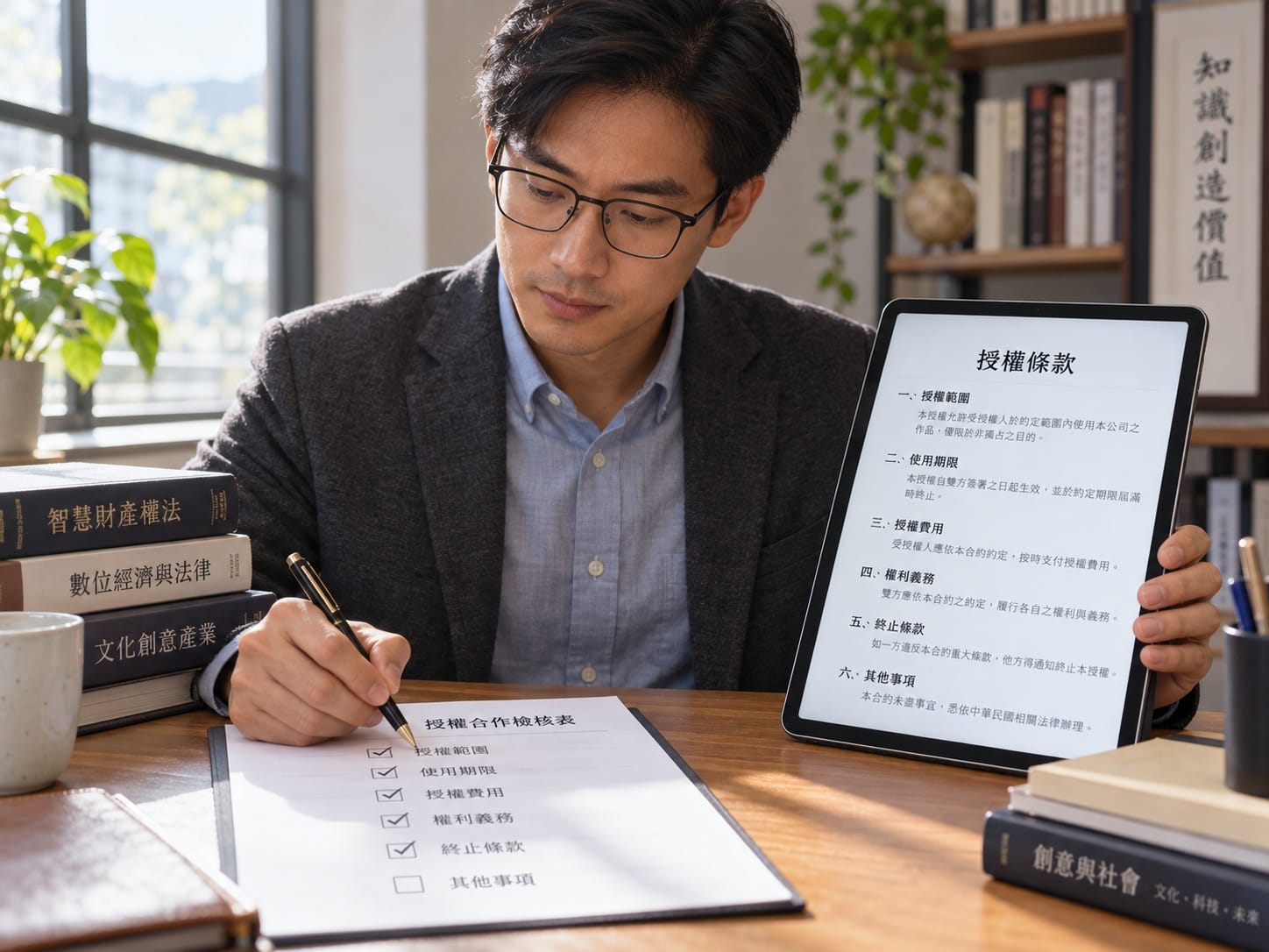 使用者確認AI繪圖工具授權條款與準備清單畫面