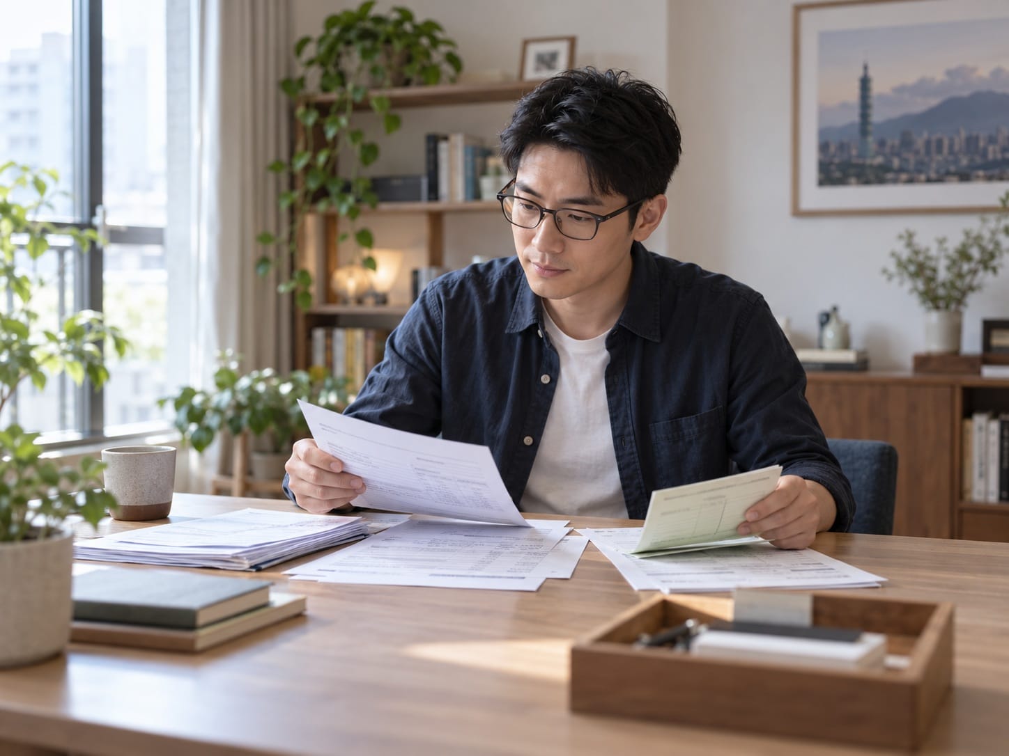 自營業者整理報稅資料與存摺作為信用貸款財力證明