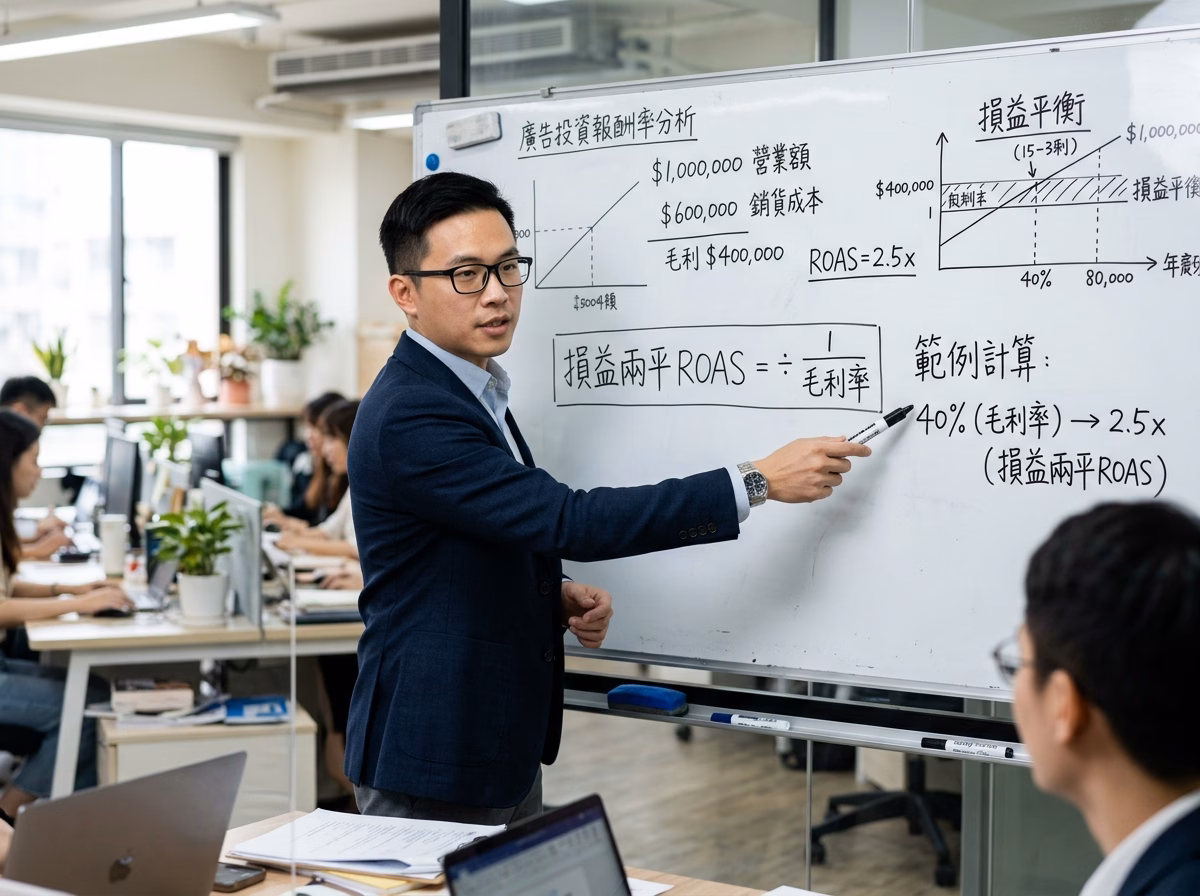 損益兩平 ROAS 計算公式教學示範